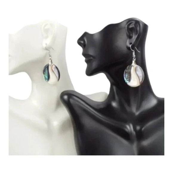 Abalone Wave Dangle Earrings - Picture 2 of 7